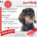 Teckel poils durs, plaque extérieure humour "Attention au Chien, j'aime mon boulot" 2 tailles JOB D