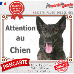 Berger Hollandais bringé à poils courts, plaque portail "Attention au Chien" photo résiste intempéries