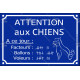 Plaque Portail bleue pluriel extérieure rue drôle "Attention aux Chiens, Nombre de Facteurs, Voleurs, Ballons" résiste intempéri