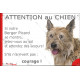Berger Picard, plaque portail humour "Attention au Chien, Jetez Vous au Sol, secours, courage" photo résiste intempéries