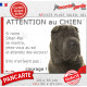Shar-Peï lilas chocolat dilué, plaque humour "Attention au Chien, Jetez Vous au Sol, courage" photo résiste intempéries