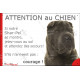 Shar-Peï lilas chocolat dilué, plaque humour "Attention au Chien, Jetez Vous au Sol, courage" photo résiste intempéries
