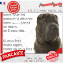 Shar-Peï Lilas, plaque humour "distance Niche-Portail 3 secondes" 2 tailles 3SEC D