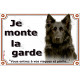 Berger Allemand noir à poil long, plaque portail extérieure "Je Monte la Garde, entrez risques périls" photo résiste intempéries