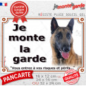 Berger Belge Malinois, plaque portail "Je Monte la Garde, risques périls" 3 tailles LUX E