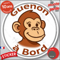 sticker rond voiture "Guenon à Bord" humour absurde 2 tailles D