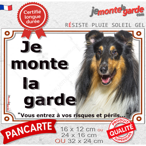 Colley tricolore, plaque portail extérieure "Je Monte la Garde, entrez à vos risques et périls" photo résiste intempéries