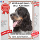 Cocker Anglais tricolore bleu roan et feu, Pancarte Portail Verticale "Attention au Chien, entrez pas sans autorisation" photo