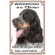 Cocker Anglais tricolore bleu roan et feu, Pancarte Portail Verticale "Attention au Chien, entrez pas sans autorisation" photo