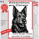 Plaque portail verticale "Attention au Chien, notre Berger Picard surveille et protège" dessin stylisé noir, résiste intempéries