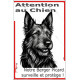 Plaque portail verticale "Attention au Chien, notre Berger Picard surveille et protège" dessin stylisé noir, résiste intempéries