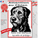 Plaque portail verticale "Attention au Chien, notre Irish Wolfhound surveille et protège" dessin stylisé noir, résiste intempéri