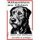 Plaque portail verticale "Attention au Chien, notre Irish Wolfhound surveille et protège" dessin stylisé noir, résiste intempéri
