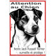 Plaque portail verticale "Attention au Chien, notre Jack Russell surveille et protège" dessin stylisé, résiste intempéries