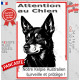 Plaque portail verticale "Attention au Chien, notre Kelpie Australien surveille et protège" dessin stylisé noir et blanc