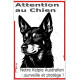 Plaque portail verticale "Attention au Chien, notre Kelpie Australien surveille et protège" dessin stylisé noir et blanc