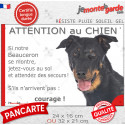 Beauceron noir et feu, plaque portail humour "Attention au Chien, Jetez Vous au Sol" 2 tailles E