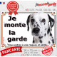 Dalmatien taches noires, plaque portail extérieur "Je Monte la Garde, entrez à vos risques et périls" photo résiste intempéries