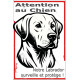 Plaque portail verticale "Attention au Chien, notre Labrador surveille et protège" dessin stylisé noir et blanc, résiste intempé