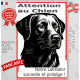Plaque portail verticale "Attention au Chien, notre Labrador surveille et protège" dessin stylisé noir et blanc, résiste intempé