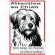 Plaque portail verticale "Attention au Chien, notre Berger des Pyrénées surveille et protège" dessin stylisé, résiste intempérie