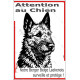 Plaque portail verticale "Attention au Chien, notre Berger Belge Laekenois surveille et protège" dessin stylisé, résiste soleil