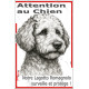 Plaque portail verticale "Attention au Chien, notre Lagotto Romagnolo surveille et protège" dessin stylisé noir, résiste soleil