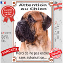 Bullmastiff Fauve, plaque verticale "Attention au Chien, pas sans autorisation" 2 tailles VL E