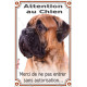 Bullmastiff Fauve, Plaque Portail verticale "Attention au Chien, entrez pas sans autorisation" résiste intempéries