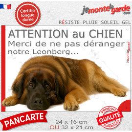 Plaque portail humour extérieure "Attention au Chien, Merci de ne pas déranger notre Leonberg" Photo drôle fatigué feignant, rés