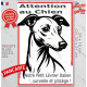 Plaque portail verticale "Attention au Chien, notre Petit Lévrier Italien surveille et protège" dessin stylisé, résiste soleil