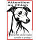 Plaque portail verticale "Attention au Chien, notre Petit Lévrier Italien surveille et protège" dessin stylisé, résiste soleil