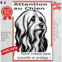 Plaque verticale "Attention au Chien, notre Lhassa Apso surveille et protège" 2 tailles D