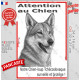Plaque portail verticale "Attention au Chien, notre Chien-Loup Tchécoslovaque surveille et protège" dessin, résiste soleil