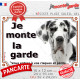 Dogue Allemand arlequin, plaque portail "Je Monte la Garde, entrez à vos risques et périls" photo Danois blanc taches noires