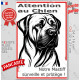 Plaque portail verticale "Attention au Chien, notre Mastiff surveille et protège" dessin stylisé noir, résiste intempéries