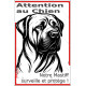 Plaque portail verticale "Attention au Chien, notre Mastiff surveille et protège" dessin stylisé noir, résiste intempéries