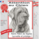 Plaque verticale "Attention au Chien, notre Mâtin de Naples surveille et protège" 2 tailles D