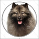 Keeshond Spitz-Loup, sticker rond "photo" résiste intempéries, voiture maison avec grand photo
