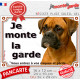 Boxer Fauve Tête, Plaque portail "Je Monte la Garde, entrez à vos risques et périls" photo attention au chien résiste intempérie