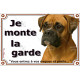 Boxer Fauve Tête, Plaque portail "Je Monte la Garde, entrez à vos risques et périls" photo attention au chien résiste intempérie