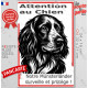 Plaque portail verticale "Attention au Chien, notre Münsterländer surveille et protège" dessin stylisé, résiste intempéries