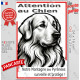 Plaque portail verticale "Attention au Chien, notre Montagne des Pyrénées surveille et protège" dessin stylisé, résiste soleil