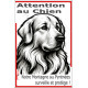 Plaque portail verticale "Attention au Chien, notre Montagne des Pyrénées surveille et protège" dessin stylisé, résiste soleil