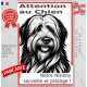 Plaque portail verticale "Attention au Chien, notre Nizinny surveille et protège" dessin stylisé noir, résiste intempéries
