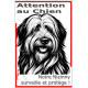 Plaque portail verticale "Attention au Chien, notre Nizinny surveille et protège" dessin stylisé noir, résiste intempéries