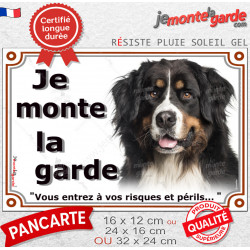 Bouvier Bernois, Plaque portail "Je Monte la Garde, entrez à vos risques et périls" photo résiste intempéries
