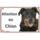Berger de Beauce noir et feu, plaque portail extérieure "Attention au Chien" Beauceron photo résiste intempéries