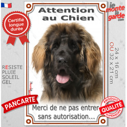 Leonberg fauve masque noir, Plaque Portail Verticale "Attention au chien, entrez pas sans autorisation" photo résiste intempérie