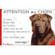 Shar-Peï marron chocolat, plaque humour "Attention au Chien, Jetez Vous au Sol, courage" photo résiste intempéries